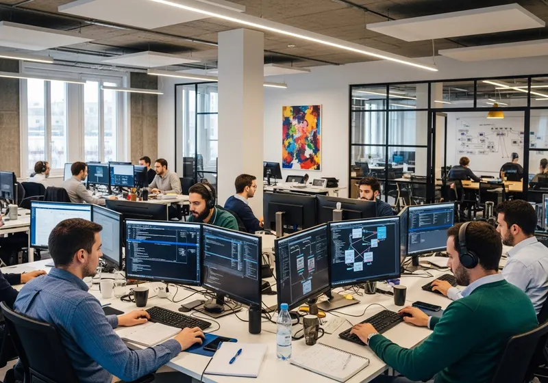 Équipe de développeurs en entreprise du numérique